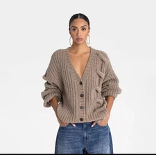 KBB by KAHLANA Women's 'The Cable Mix Cardi' Sweater Cardigan Sz Large