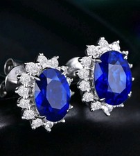 Orecchini Zirconi E Zaffiri In ARGENTO 925