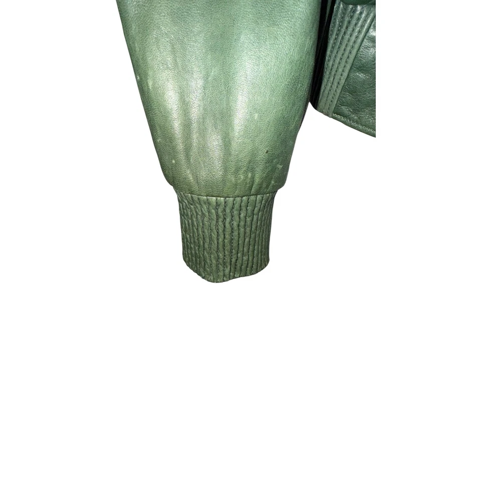 Esprit Collection Lamb  leather bomber jacket hunter green Size 6 — 第 3/4 张图片