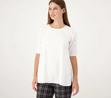 Attitudes by Renee Washed Cotton Crew Neck Top White Size XXS ( 2XS ) A566549