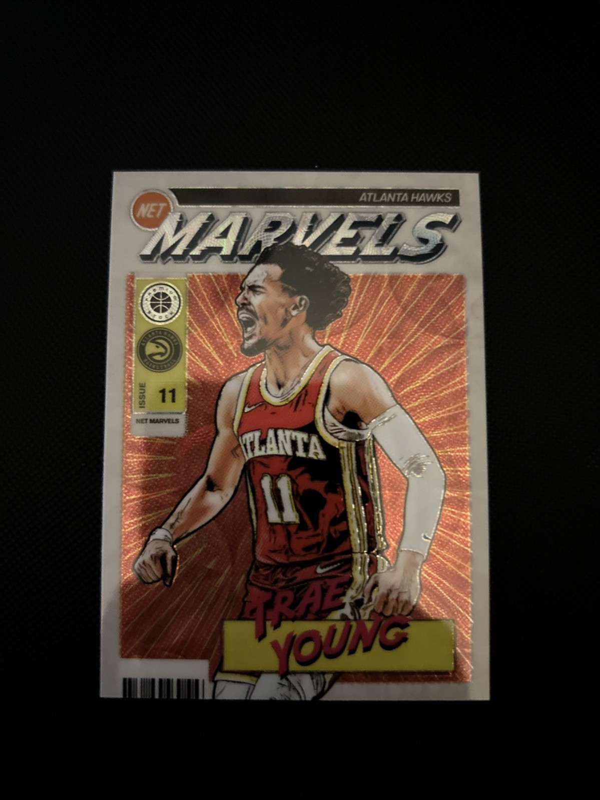 2023-24 NBA Hoops Premium Stock Trae Young Net Marvels SSP Case Hit Hawks