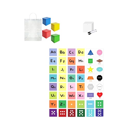Lot de 2 cubes d'apprentissage pour enfants avec poches transparentes à