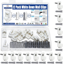 12 Pack White down Wall Clip Closet Shelves Clips Wire Shelf Loop Clips Plastic