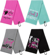 4 Pcs Funny Golf Towel Microfiber Embroidered Golf Ball Towels for Golfbags with