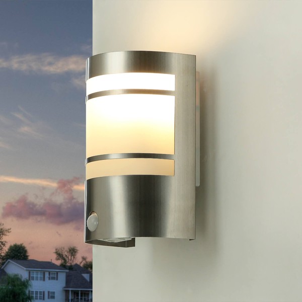 Wandlampe AußEn Bewegungsmelder Edelstahl E27 IP44 Garten Haus AußEnleuchte-image