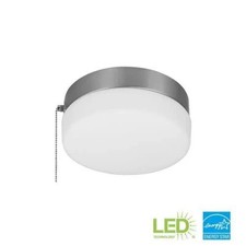 NEW  HAMPTON BAY 9 " 100-W LED Flush Mount W/ Glass Shade  Pull Chain