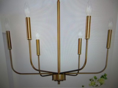 Uolfin Modern Dark Gold Kitchen Linear Chandelier 6-Light Farmhouse Antique