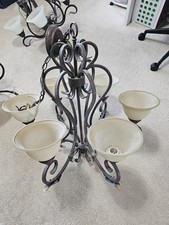 Bronze Multi-Light Chandeliers & Ceiling Fixtures with Frosted Glass Bell Shades