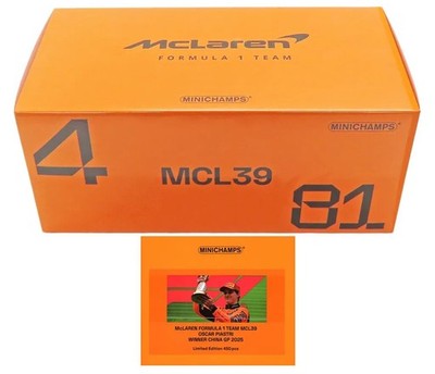 [New] Mini car 1/18 McLaren F1 Team MCL39 Oscar Piastri Chinese GP 2025 Winner