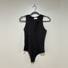 Black Sleeveless Bodysuit with High Neckline