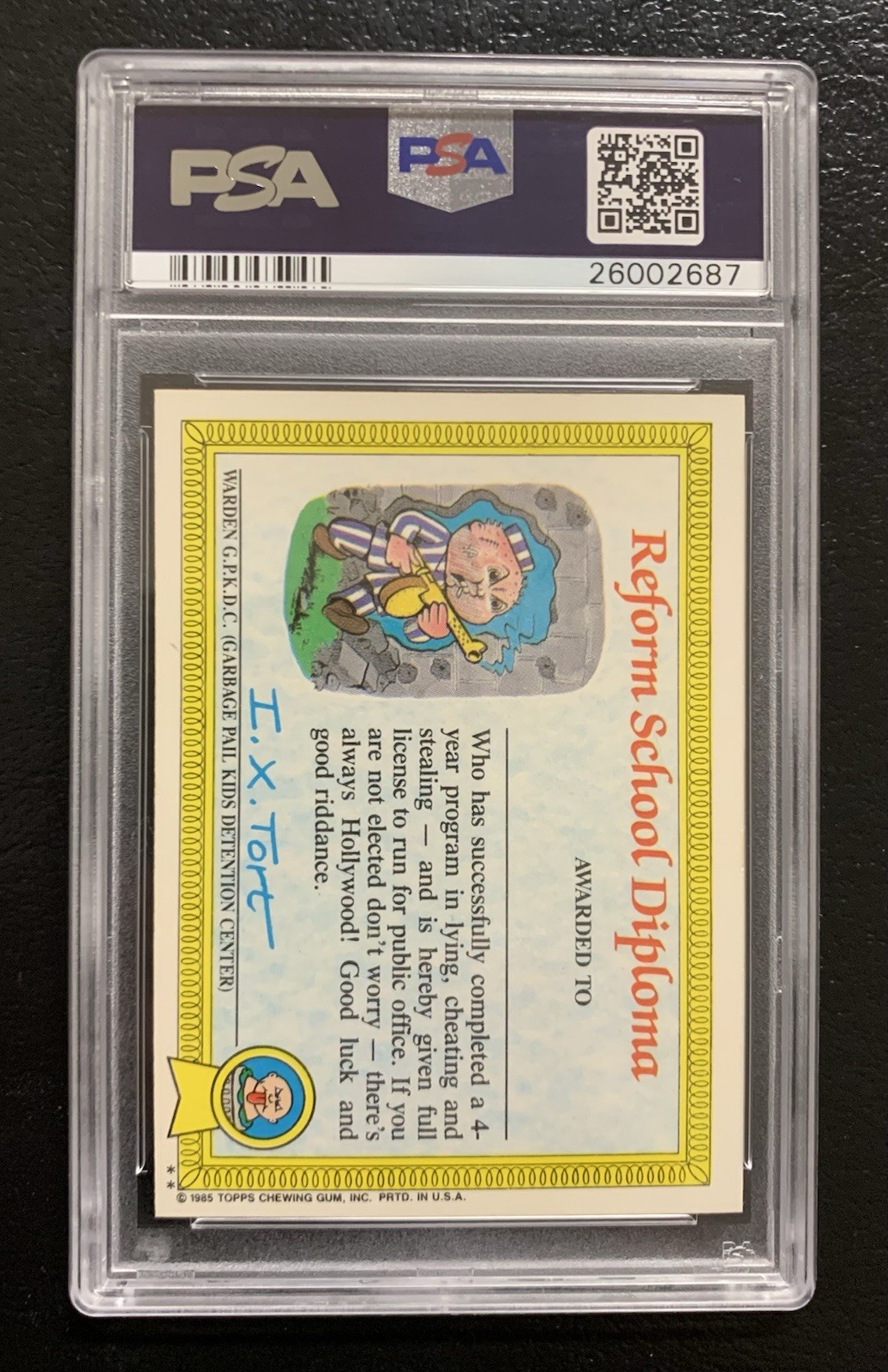 1985 Garbage Pail Kids OS1 Thin Lynn 29b PSA 10 GEM MINT-RARE GLOSSY AWARD!! TWT view 2