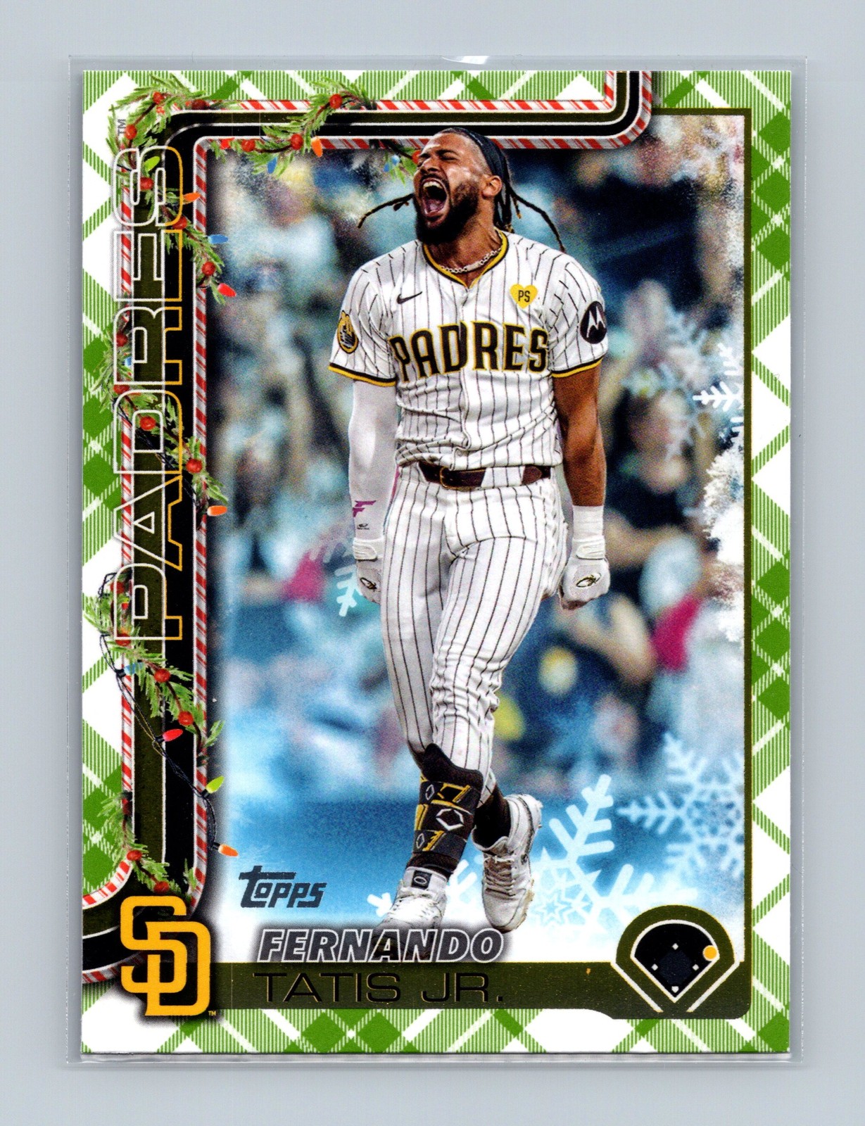 2025 Topps Holiday #H170 Fernando Tatis Jr. Green Holiday Plaid