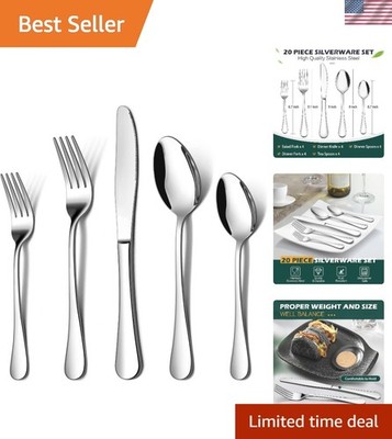 Mirror Finish 20-Piece Stainless Steel Cutlery Set - Elevated Dining Experience