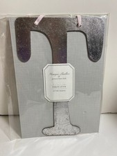 Pottery Barn Kids Monique Lhuillier Hanging Ribbon Silver Shiny Letter "T" New
