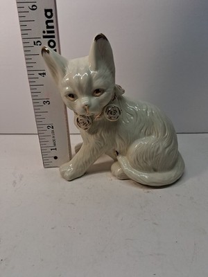 Formalities by Baum Bros Cat Figurine Floral with Gold Trim 5''