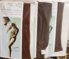 Lot Of 3 Vintage Berkshire Stockings Size 2 Garterless Girdle Utopia Brownstone