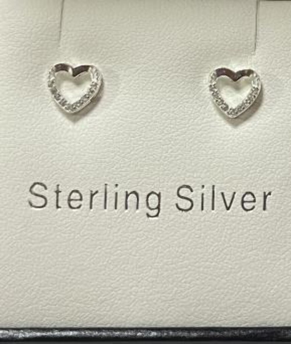 Lucy K Sterling Silver Heart Delicate Stud Earrings
