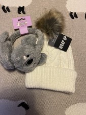 Superdrug Koala Ear Muffs and Cream Bobble Hat