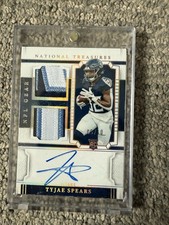 2023 panini National Treasures Tyjae Spears RGS-TSS Dual-Patch Rookie Auto /10