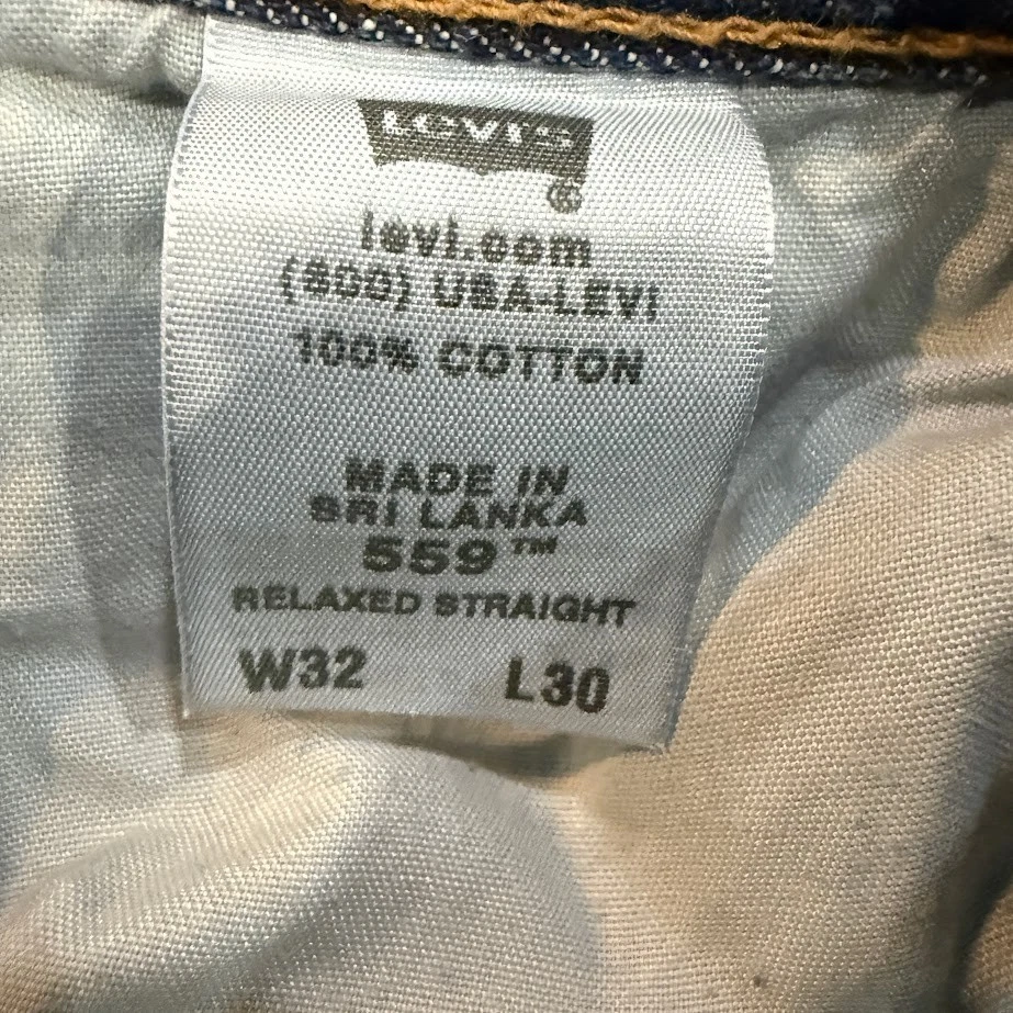 Pantalones de mezclilla Levi’s 559 para hombre Y2K 32x30 azul relajado calce recto 100 % algodón de colección Foto 4 de 4