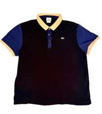 Lacoste Men Color Block Polo Shirt Blue Black Short Sleeve Size S Slim Fit