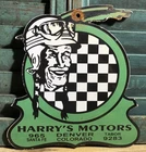VINTAGE INDIAN MOTORCYCLE 10” PORCELAIN SIGN HARRYS MOTORS DEALER DENVER