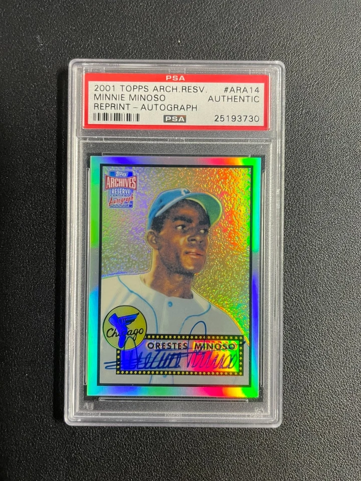2001 Topps Archives Reserve Orestes Minoso Rookie Reprint Auto #ARA14 PSA AUTH - Image 4 of 4