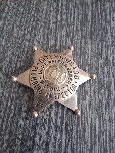 RARE OLD 1959 OBSOLETE HALLMARKED  CHICAGO PLUMBING INSPECTOR BADGE