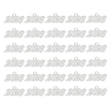 2026 Graduation Tassel Charm, 30 Pcs Alloy Year Medium Letter Charm, Silver