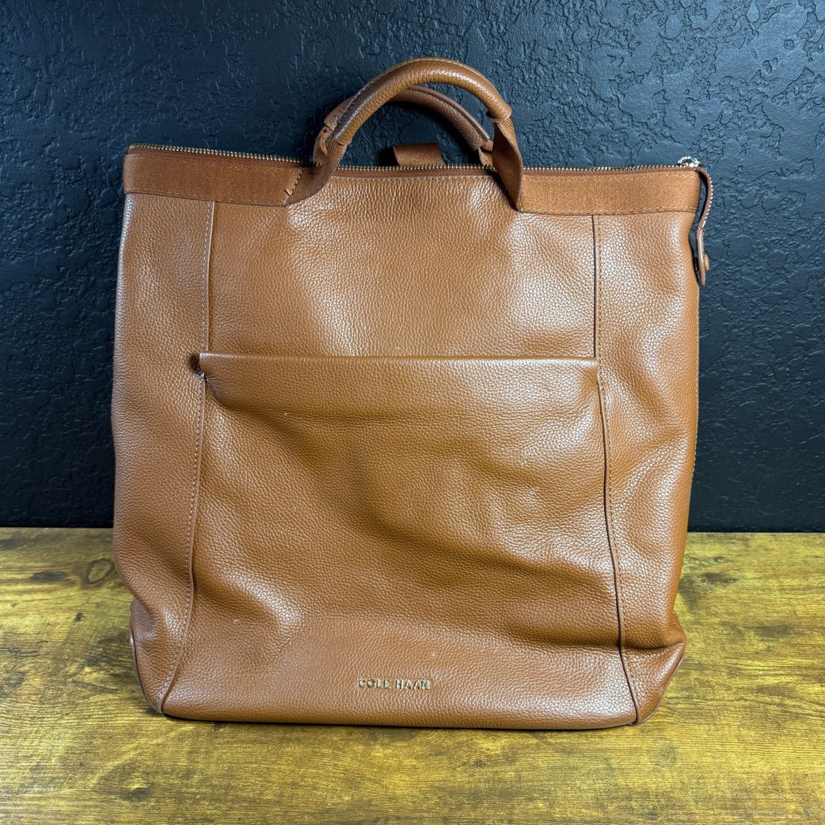 Cole Haan British Tan Leather Tote with Gold Zipper Women main image 2