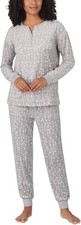 Nautica Women's 2 Piece Fleece Pajama Sleepwear Set, Gray Stars, X-Large