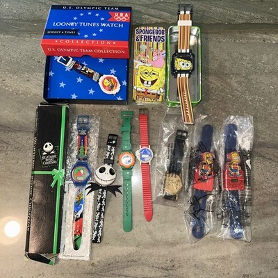 9 watches lot SpongeBob Bonkers Nightmare Before Christmas Simpsons Looney Tunes
