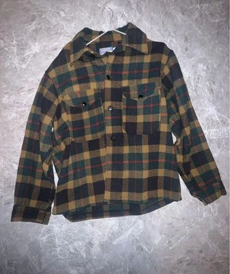 PENDLETON Veste Sur Mesure Laine Vierge Taille M Jaune Vert Rouge - Photo 1/3