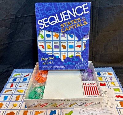 SEQUENCE STATES & CAPITALS Board Game COMPLETE Jax 2006 Educational Cards Maps