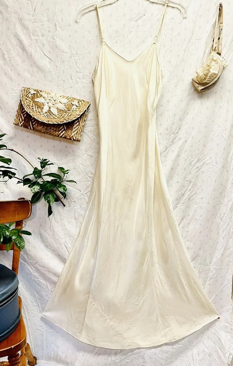 cream slip dress The Satin Square-Neck Slip Dress main image 0