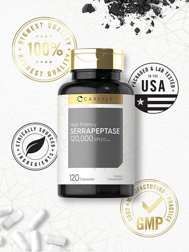 Serrapeptase 120000 SPU | 120 Capsules | Supports Sinus Health | by Carlyle - Picture 5 of 6