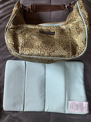 Petunia Pickle Bottom Green Brocade Touring Hobo Tote Diaper Bag 