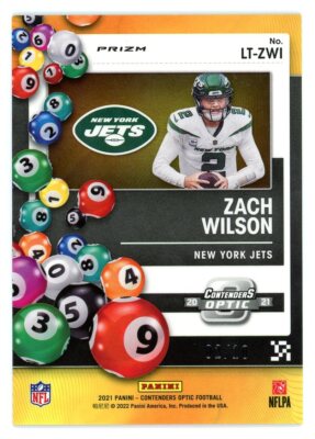 2021 Contenders Optic Football Zach Wilson GOLD Lottery Ticket