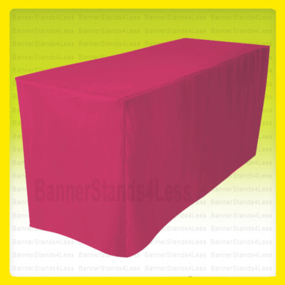 8' Fitted Tablecloth Table Throw Cover Wedding Banquet Event Polyester - Fuchsia