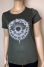 TORRID (0X) Mystic Roses Tarot Slub Knit Scoop Neck Tee Olive Green Top PLUS