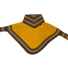 ANDEAN ALPACA HANDMADE WOMEN MUSTARD CAPE COAT PONCHO M