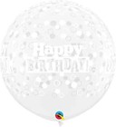 Qualatex 36" (3ft) Diamond Clear Happy Birthday print Round Latex Balloon x1