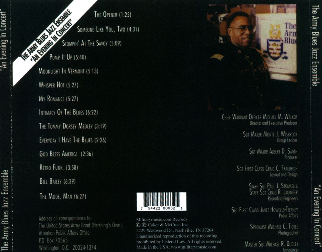 U.S. ARMY BLUES JAZZ ENSEMBLE EVENING IN CONCERT NEW CD