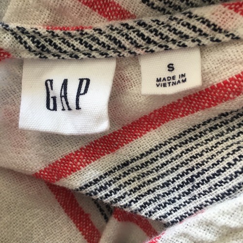 GAP Linen Blend Tank V Neck Belted Womens Sz S Jumpsuit White Red Stripe Boho - Picture 7 of 11