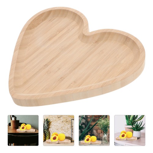 4 Pieces Heart Shaped Wooden Pallet Multipurpose Plate Kitchen Tableware - Picture 6 of 12