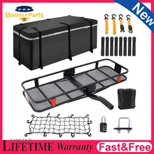 Universal Rear Trailer 2" Hitch Mount Cargo Carrier Basket w/ Luggage Bag & Lock