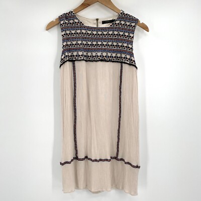 THML Women's Beige Sleeveless Embroidered Short Shift Dress Size XS | eBay