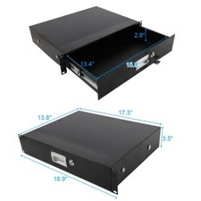 US 2U Heavy-Duty 19" Steel Lock Locking Deep Rack Mount Drawer DJ Rack Road Case
