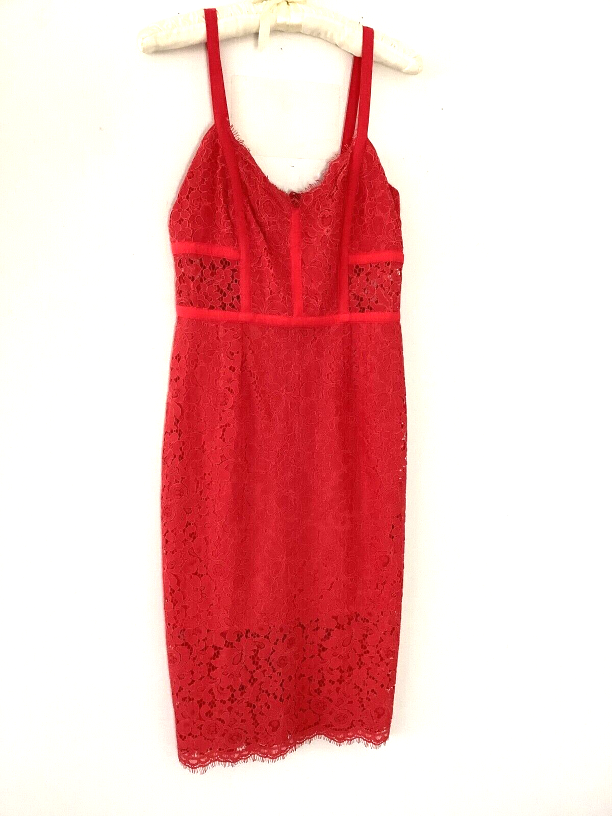 Sleek Red Eyelit Lace Slip Dress Size 2 New with Tag for Fairy Prom or Wedding