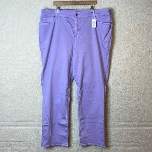 NWT Lands End Womens Light Amethyst High Rise Straight Jean Stretch Pants 26W32